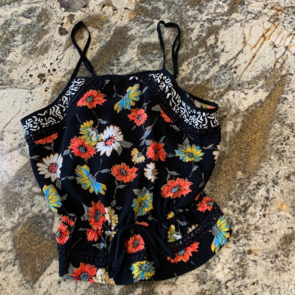 Floral peplum tank blouse